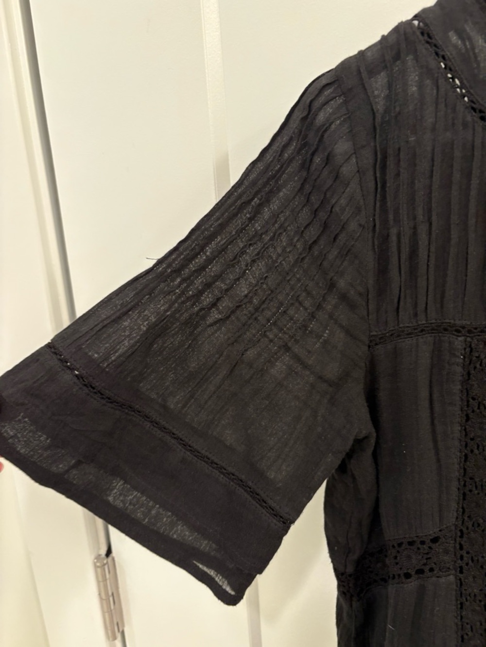 Free People Perfectly Victorian Black Cotton Embroidered Mini Dress Size XS - Picture 11 of 12